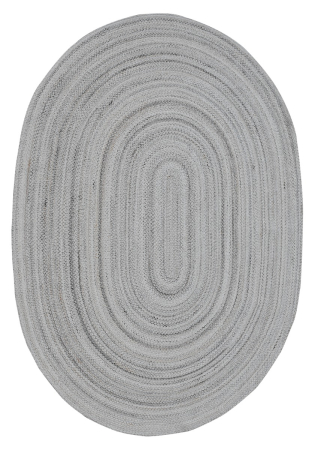 Recycled PET Yarn Grey Hand Braided Oval Indian Rug