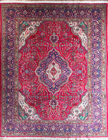 Semi Antique Tabriz Red Hand Knotted Rug 9'10