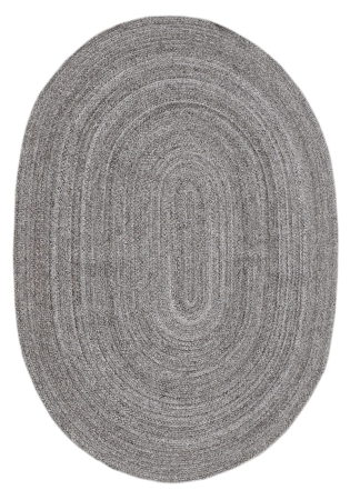 Recycled PET Yarn Charcoal Hand Braided Oval Indian Rug