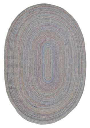 Recycled PET Yarn Multicolor Hand Braided Oval Indian Rug