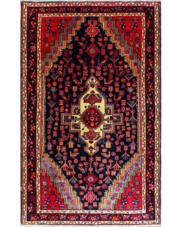 Hamadan Vintage Red Wool Hand Knotted Persian Rug