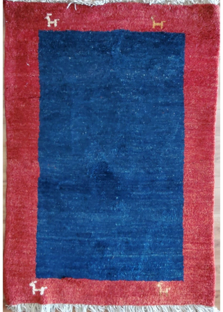 Gabbeh Blue/Red Wool Persian Rug