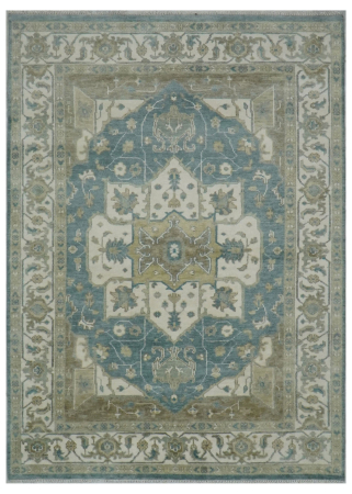 Serapi Grey/Ivory Wool Hand Knotted Indian Rug
