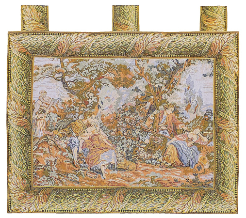 Aubusson Tapestry Needle Point Romantic Pastoral Scene Pictorial Wool Handmade Rug