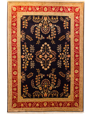 Tabriz Lilian Navy Blue Hand Knotted Rug 5'9