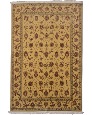 Tabriz Silk All Over Ivory Hand Knotted Persian Rug