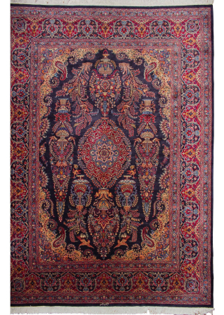 Mashad Navy Blue Hand Knotted Rug 8'6