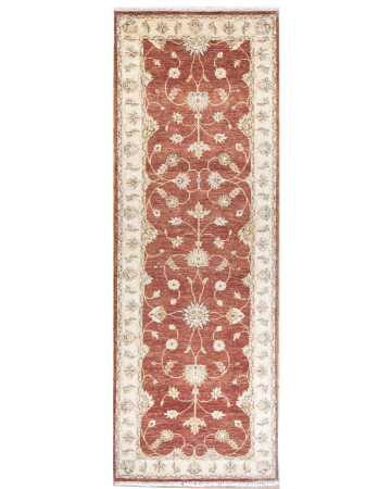 Punja Red Wool Hand Knotted Runner Indian Rug