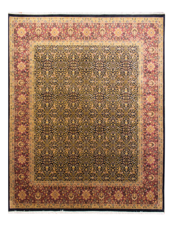 Jamshidpour Black Wool Hand Knotted Indian Rug