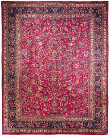 Mashad Red Hand Knotted Rug 10'1
