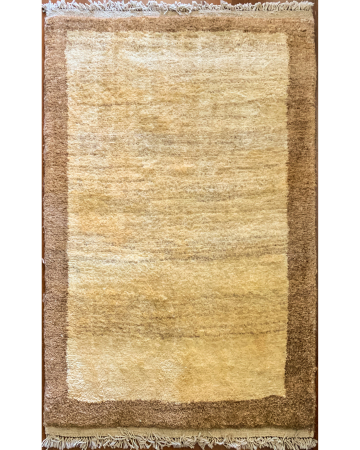 Gabbeh Ivory/Brown Wool Hand Knotted Persian Rug