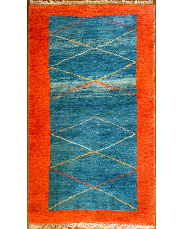 Gabbeh Blue/Red Wool Hand Knotted Persian Rug