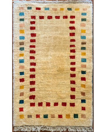 Gabbeh Ivory/Multi Hand Knotted Persian Rug