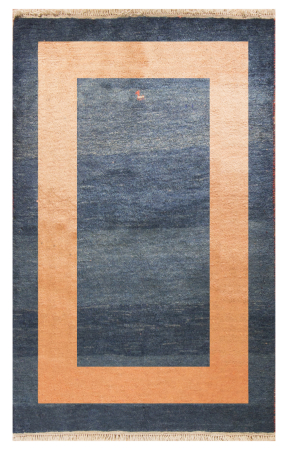 Gabbeh Blue/Rust Wool Hand Knotted Persian Rug