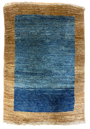 Gabbeh Blue/Gold Wool Hand Knotted Persian Rug