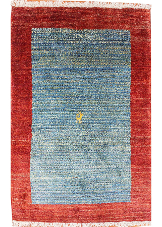 Gabbeh Blue/Red Hand Knotted Persian Rug