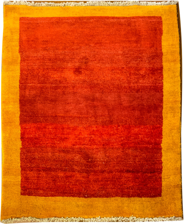 Gabbeh Orange/Mustard Wool Hand Knotted Persian Rug