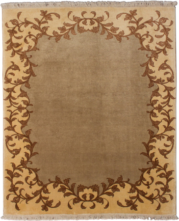 Tabriz Plain Cream Wool Hand Knotted Square Persian Rug