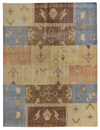 Patchwork Wool Hand Knotted Indian Rug