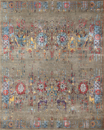 Oxidized Wool & Viscose Hand Knotted Indian Rug