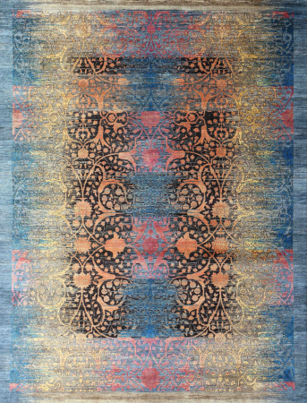 Oxidized Multi Hand Knotted Rug 5'4