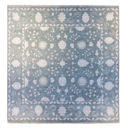 Punja Grey Wool Hand Knotted Indian Rug