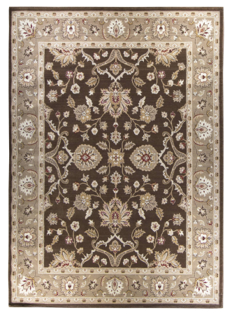 Limdi Brown/Gold Wool Loomed Indian Rug