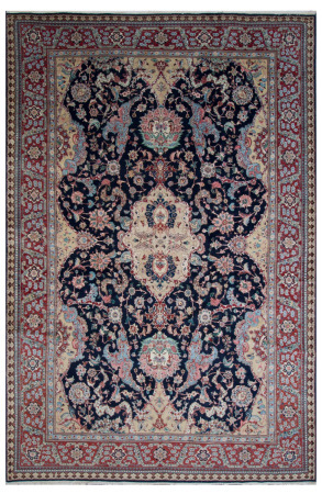 Tabriz Emad Blue Wool Hand Knotted Persian Rug