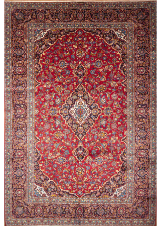 Kashan Red Hand Knotted Rug 7'8