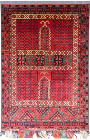 Kargahi Prayer Wool Hand Knotted Pakistani Rug