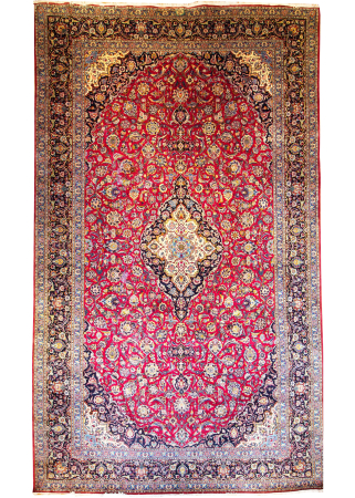 Kashan Wool & Silk Hand Knotted Persian Rug