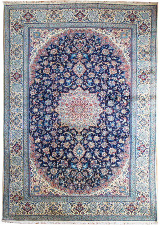 Naein Blue Wool Hand Knotted Persian Rug