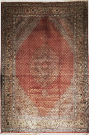 Tabriz Mahi Rust/Beige Wool Hand Knotted Persian Rug