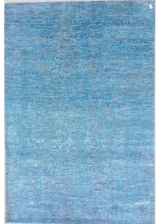 Vogue Grey/Blue Wool & Viscose Hand Knotted Indian Rug