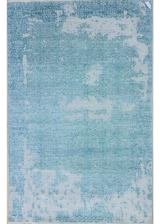 Vogue Grey/Blue Wool & Art Silk Hand Knotted Indian Rug