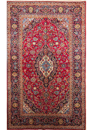 Kashan Red Hand Knotted Rug 6'6