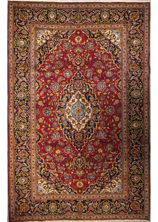 Kashan Vintage Red Wool Hand Knotted Persian Rug