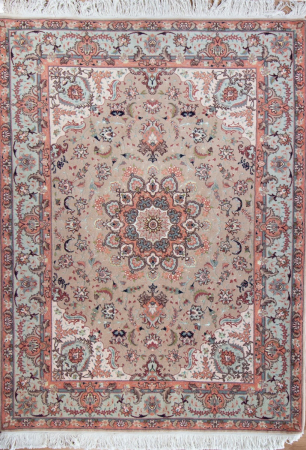 Tabriz 40 Taupe Hand Knotted Rug