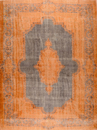 Kerman Semi-Antique Stonewash Rust Wool Hand Knotted Persian Rug