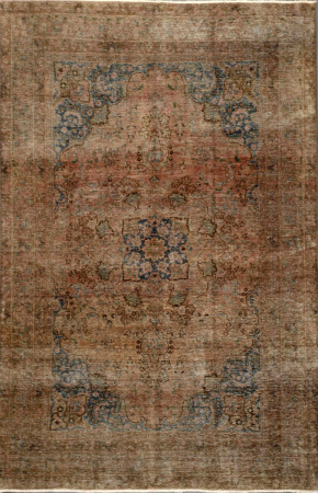 Sabzvar Stonewash Overdyed Vintage Hand Knotted Wool Persian Rug