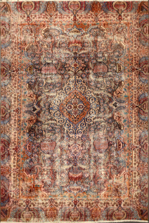 Kashmar Stonewash Overdyed Vintage Hand Knotted Wool Persian Rug