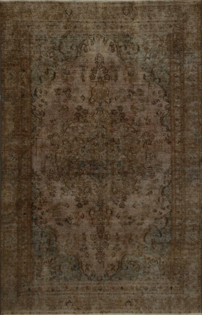 Sabzevar Stonewash Overdyed Vintage Hand Knotted Wool Persian Rug