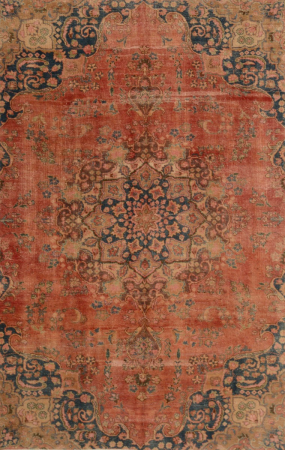 Sabzvar Overdyed Vintage Hand Knotted Wool Persian Rug