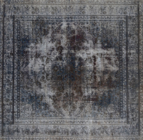 Mashad Stonewash Overdyed Vintage Hand Knotted Wool Persian Rug