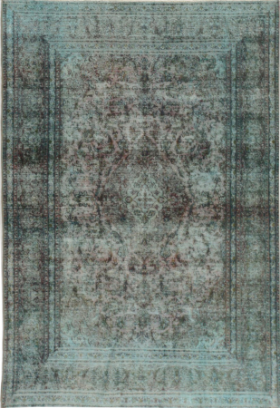 Mashad Stonewash Overdyed Vintage Hand Knotted Wool Persian Rug