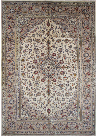 Kashan Cream Hand Knotted Rug 6'6
