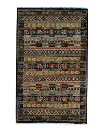 Agra Black Wool Hand Knotted Indian Rug