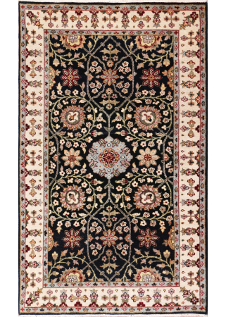 Ellora Indo Persian Style Black Hand Knotted Rug 2'6