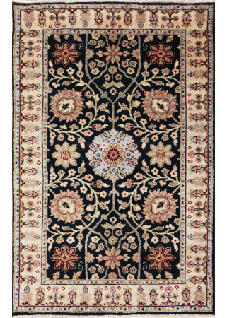 Ellora Indo Persian Style Black Hand Knotted Rug 3'0