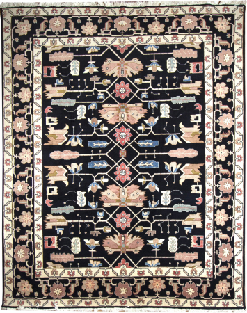 Tabriz Parvizian Black Wool Hand Knotted Persian Rug